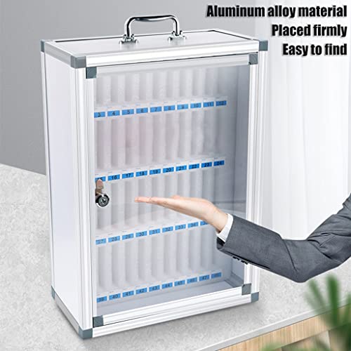Aluminum Alloy Pocket Chart Storage Cabinet Clear Cell Cell Phone Locker Wall-Mounted with A Locked Can Be Carried by Hand for Office and Classroom (Color : Silver, Size : 48)