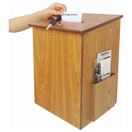 ZEELYDE Donation/Charity/Suggestion Box,Dedication Prayer Box Large Charity/Collections/Suggestion Box with Locking Lid, Charity Donation Box Wall Mounted Offering Box with Side Pockets