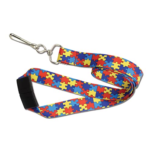 easyIDea Autism Awareness Print Lanyard w/ 3/8" Break-Away Strap and Swivel Hook | Pack of 100