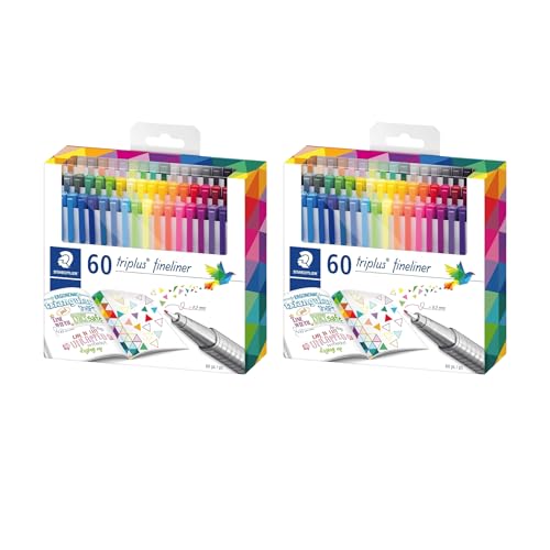 STAEDTLER Fineliner triplus 60, 2 Pack (2 sets of 60 pcs)