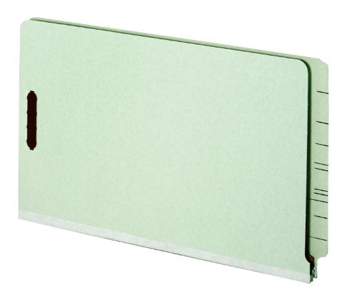 Globe-Weis End Tab Classification Folders, Legal Size, 1 Divider, Four 2-Inch Embedded Fasteners, Green, 10 Folders per Pack (23314GW)