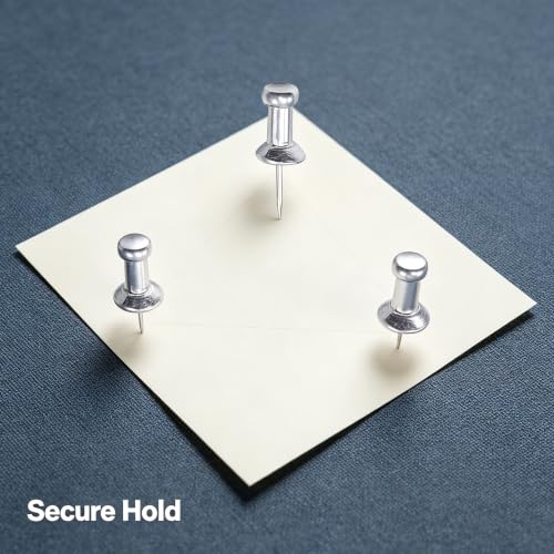 Aluminum Head Push Pins, Steel 0.38-Inch Point, Silver, 100 Per Box