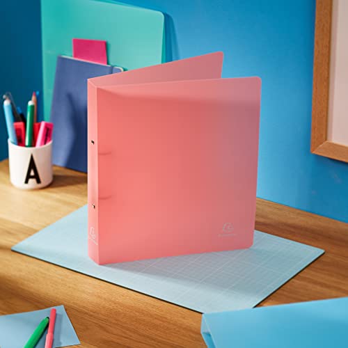 Exacompta Ref - 54970E Chromaline Pastel PP Ring Binders, 320x268mm, Suitable for A4+, 2 Ring 40mm Spine, Pack of 5 Assorted Colours, Coral, Mauve, Blue, Green & Yellow