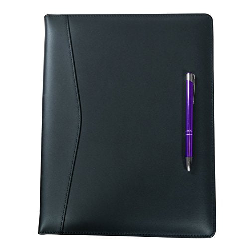 Dacasso Leather Deluxe Letter-Size Zip-Around Portfolio, Black (E1002)