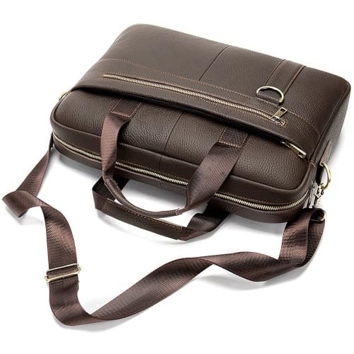 AWMGPDDBTO Briefcases for Men Leather Briefcase Laptop Bag