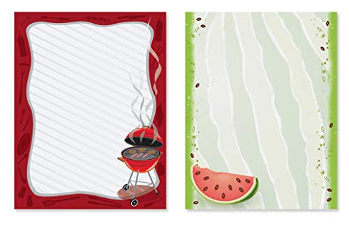 PaperDirect Summer BBQ Border Paper, 100 Sheets, 8.5x11 Premium Stationery with Grills, Beach Balls, Watermelon, Flip-Flops & More, Decorative Printer Paper for Invites, Parties, Flyers & Events