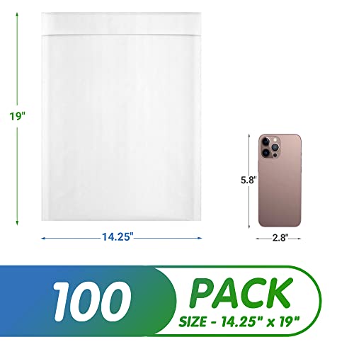 Amiff Kraft Bubble Mailers 14.25 x 20 Inch White, Padded Envelopes Self Seal, Pack of 100, Bubble Lined Kraft Paper Mailing Envelopes for Shipping