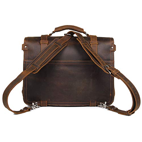 Polare Thick Full Grain Leather 16" Mens Briefcase Shoulder Messenger Bag