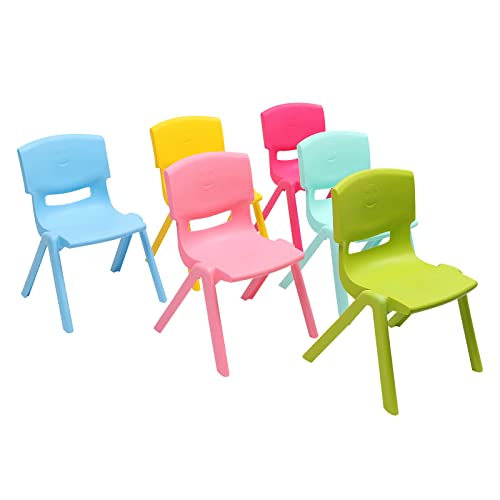DXNZGPVK 6PCS Colorful Stackable Chairs, 220LBS Plastic Stack Chair, 20.8In Contoured Stacking Chairs w/6 Vibrant Colors & Hollowed-Out Design for Home Classroom & Multi-Purpose Spaces