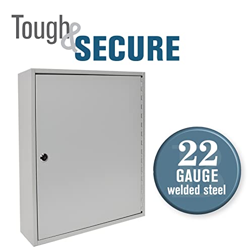BankSupplies STEELMASTER Key Holder Cabinet - 200-Key Cabinet - 200 Easy-to-Write-On Key Tags - Piano Hinged Door - Standard Keyed Lock - Steel Construction - Key Lock Box