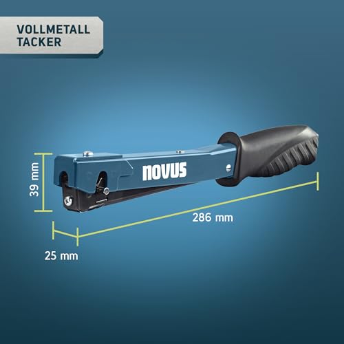 Novus Tools J-022 5000 Pieces Lightweight Heavy Duty Solid Metal Stapler Staples with Soft Handle and Quick Charge System for Type 37 Fine Wire Staplers 4-6mm