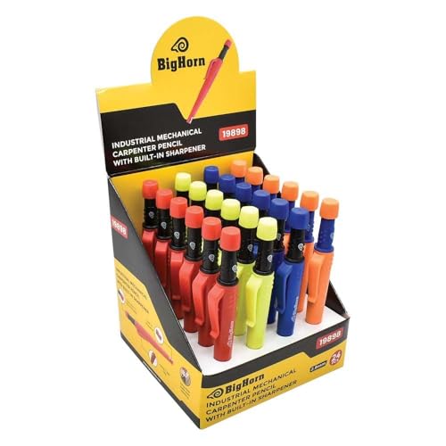 BIG HORN 19898 Industrial Mechanical Pencil with 9 Pcs Pencil Lead Refill ea (24 PCS) with Holder