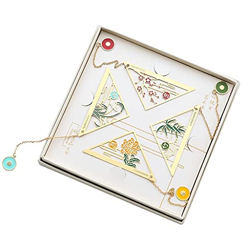 OISNGWNG Plum, Orchid, and Chrysanthemum Metal Bookmarks Chinese Classical Souvenir Stationery Gifts School Office Supplies