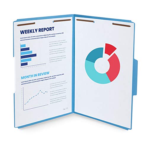 Blue Summit Supplies 50 Fastener File Folders, Legal, Heavy Duty, Blue