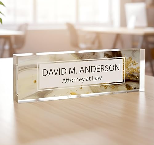Desk Name Plate | Custom Office Decor Nameplate Sign | Personalized Gift | Gold Marble | Women Decor | ARTSWAVE
