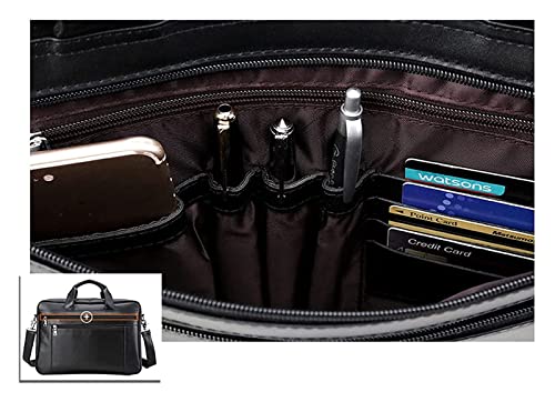 Men Expandable 17inch Laptop Bag Vintage Leather Office Handbag Large Satchel Messenger Shoulder Crossbody