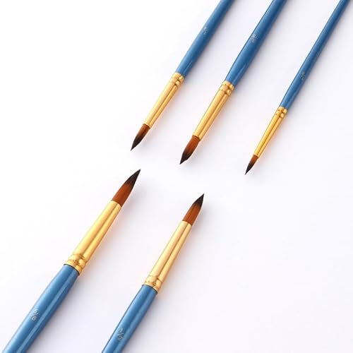 UOHLCX HBJWOV 5Pcs Paint Brushes Set Nylon Hair Painting Brush Short Rod for Oil Acrylic Brush Watercolor Brushes Art Supplies
