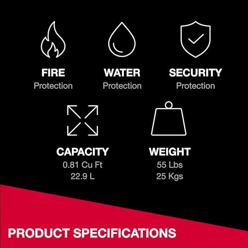 SentrySafe Fireproof and Waterproof Shelf Safe, Large Home or Office Safe with Dial Combination Lock and Override Key, 0.81 Cubic Feet, FPW082KSB