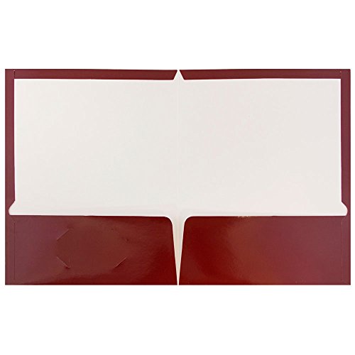 JAM PAPER Laminated Two Pocket Glossy School Folders - Letter Size - High Gloss Maroon Red - Bulk 100/Box