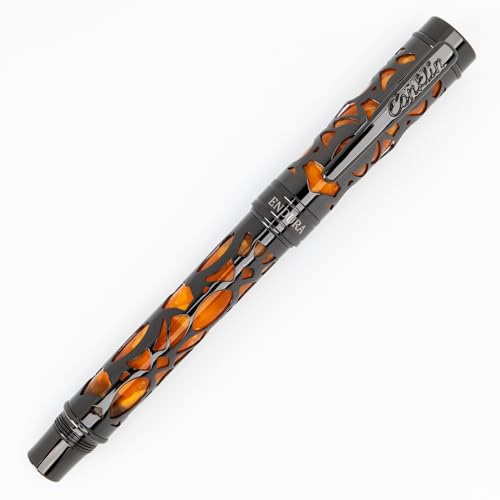 Conklin Endura Deco Crest Fountain Pen in Orange with Rose Gold Accents – Medium Nib, Refillable Luxury Writing Instrument