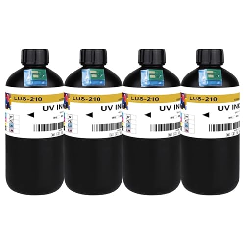 KOOILANG 1L / 1000ML Replace Ink UV Ink Compatible for Mimaki LUS-210 UV Ink for Mimaki UJV100-160 with Chips(Hard-BK-1L)