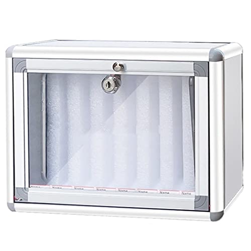Management Storage Box Mobile Phone Cabinet Storage Safe Deposit Box Student Staff Transparent Wall-Mounted Storage Box with Lock,Silver-8