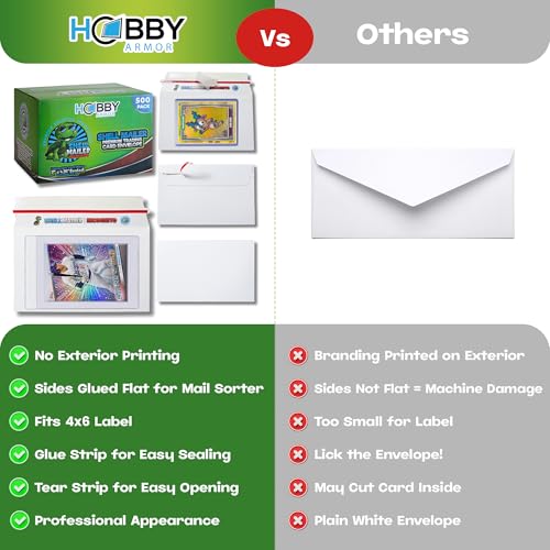 Shell Mailer Incognito Trading Card Envelopes for Shipping 500 Card Mailers