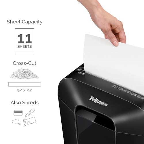 Fellowes Powershred LX70-DB 11 Sheet Cross-Cut Household Paper Shredder for Home Office