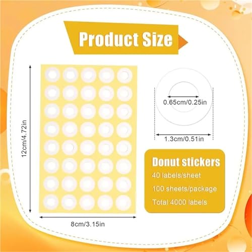 Hole Reinforcement Stickers Labels 4000Pcs Hole Punch Reinforcement Stickers, Self-Adhesive 1/4 Inch Diameter Loose-Leaf Binder Paper Protectors(A)