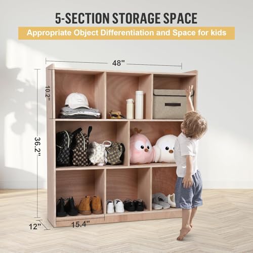 EcoSummer 8 Compartment Storage Cubby, Mobile Storage Cabinet for Classrooms, Classroom Cubbies, Daycare Toy Shelves with 4 Casters, 2 Storage Boxes for Home, School, Kindergarte
