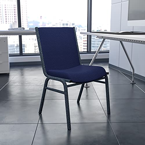 EMMA + OLIVER Heavy Duty Navy Blue Dot Fabric Stack Chair