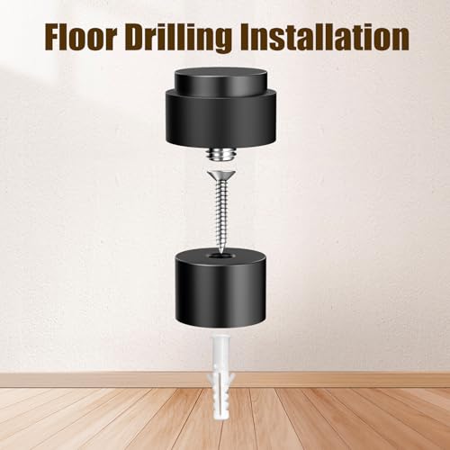 RINJUN 15 Pack Black Door Stoppers for Floor Mounting， Door Stopper Heavy Duty，304 Stainless Steel Cylindrical Made with Rubber Bumper，Floor Mount Door Holder Keep Door Open
