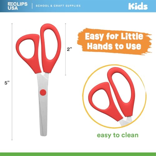 5 Inch Blunt Tip Scissors for Kids Bulk Pack Safety Scissors for Kids Assorted School Scissors for Classroom (200 Pack)