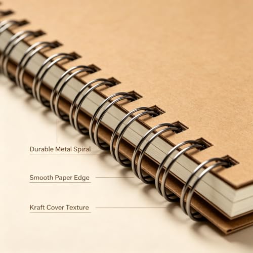 24 Pack A5 Bulk Spiral Notebooks with Kraft Cover, 8.3 X 5.8 Inch