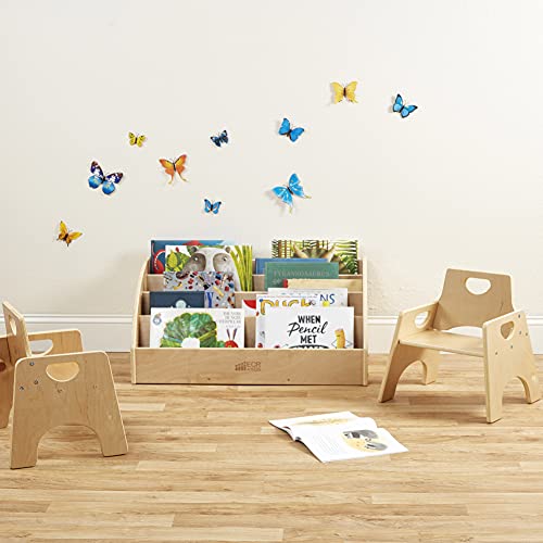 ECR4Kids 4-Shelf Toddler Book Display, Wooden Bookshelf, 30in W, Natural