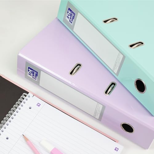 Oxford A4 Lever Arch Files Pastel Colours Pack of Three Pink, Lilac & Mint
