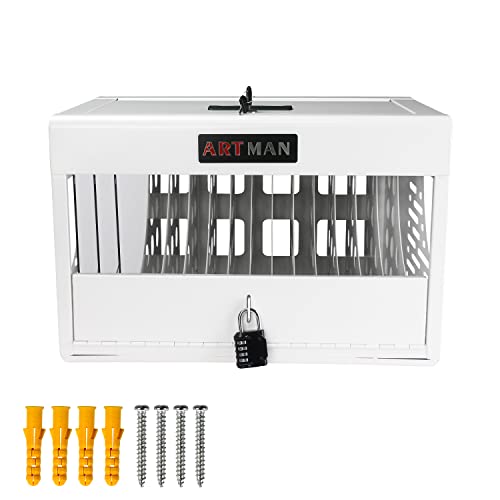 Leavader 16 Device Charging Cart - Portable Table Top Charging and Storage Cabinet for iPads, Tablets, Chromebooks and Laptop Computers with Lock, Surge Protection for Classroom or Office