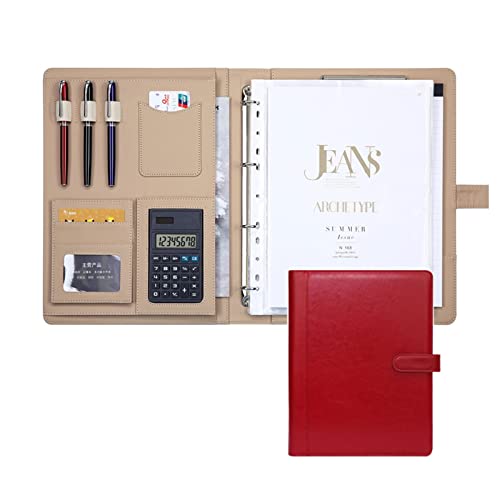 Padfolio,Portfolio Organizer, A4 Portfolios Padfolio Binder Professional Faux Leather Travel Organizer Pouch for Documents Presentation Folders Business Cards Removable 4 Ring Notepad