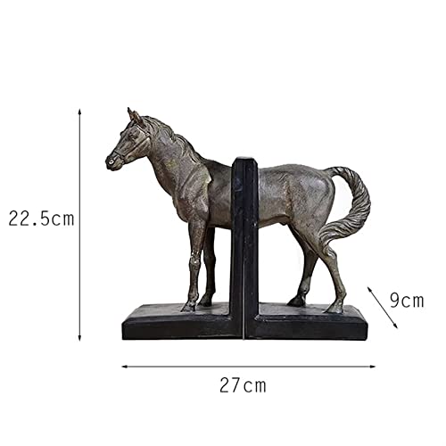Book Organizer Horse Decorative Bookend, Unique Resin Decor Book Ends to Hold Heavy Duty Books, Vintage Antique Home, Modern Living Room Library Office Shelf