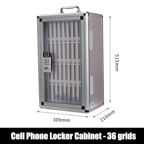 Wall-Mounted Cell Phones Storage Cabinet, Pocket Chart Storage Locker Box with Handle and Password Lock, Aluminum Alloy Mobile Phone Holder Organizer, for Office Classroom Gym