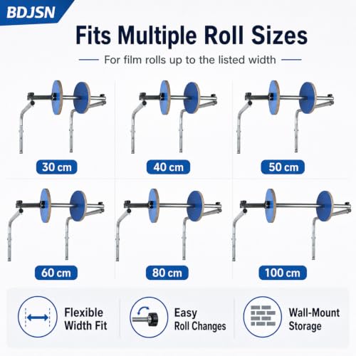 BDJSN Foam Wrap Roll Dispenser, Wall Mount Bubble Cushion Wrap Holder, Galvanized Steel Packaging Film Rack for Shipping Stations, Warehouses, Moving and Packing Workspaces 100cm