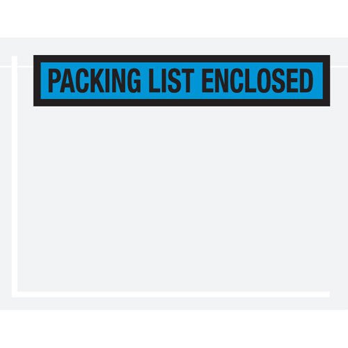 7" x 5 1/2" Blue "Packing List Enclosed" Panel Face (PL458) Category: Packing List Envelopes