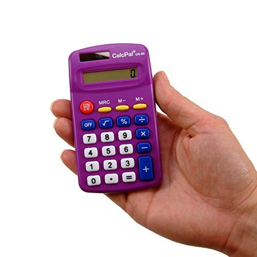 EAI Education CalcPal EAI-80 Basic Solar Calculator, Dual-Power for School, Home or Office: Assorted Colors - Set of 10