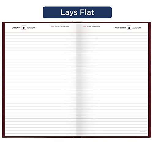 AT-A-GLANCE 2024 Daily Diary, Standard Planner Journal, 12 Month, 7-3/4" x 12", Large, Hardcover, Red (SD3761324)