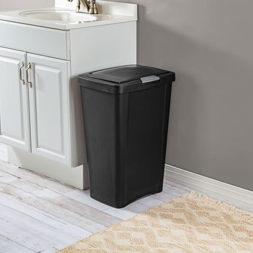 Sterilite TouchTop Plastic Wastebasket, Black, 13 Gallon, 8 Pack