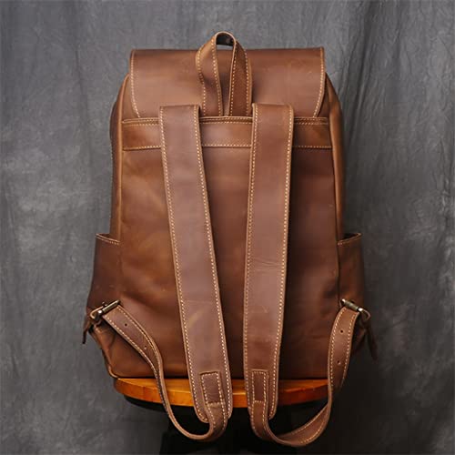 AODFDSJH Retro Genuine Leather Backpack First Layer Cowhide Leisure Travel Bag Large Capacity Computer For 15.6inch