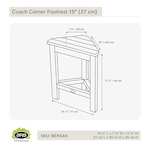 Teak Corner Footrest Coach 15" (37 cm)