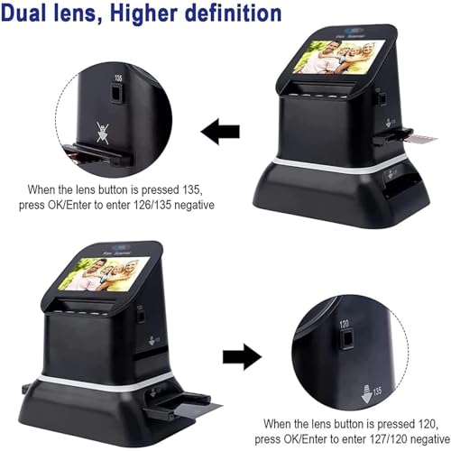 LPLYAA Film and Slide Scanner with Large 4.3" LCD LCD Screen, 120 Film Scanner 22 Mega Pixels Slide Negative Photo Scanner Digital Film Converter