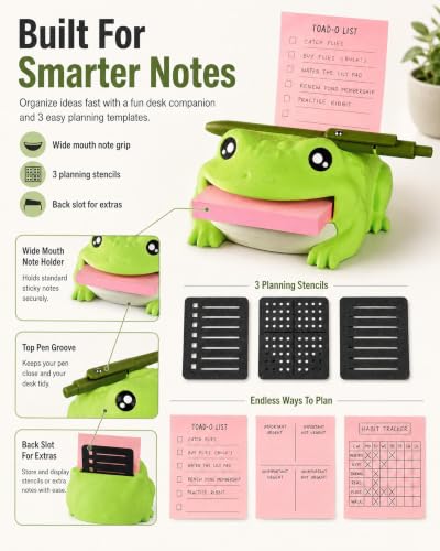 Porston Note Toad Desk Organizer Sticky Note Holder With Three Templates