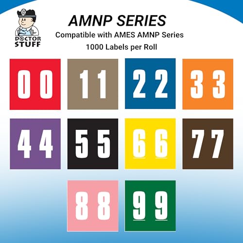 Doctor Stuff - File Folder Labels, Number 3, AMES L-A-00178RL Match - AMNP Series Chart Stickers, Orange, 1-7/8" x 1-7/8", #3, 1000/Roll